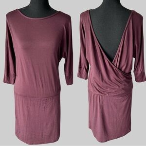 Aritzia Babaton Burgundy Open  Back Stretchy Jersey Dress